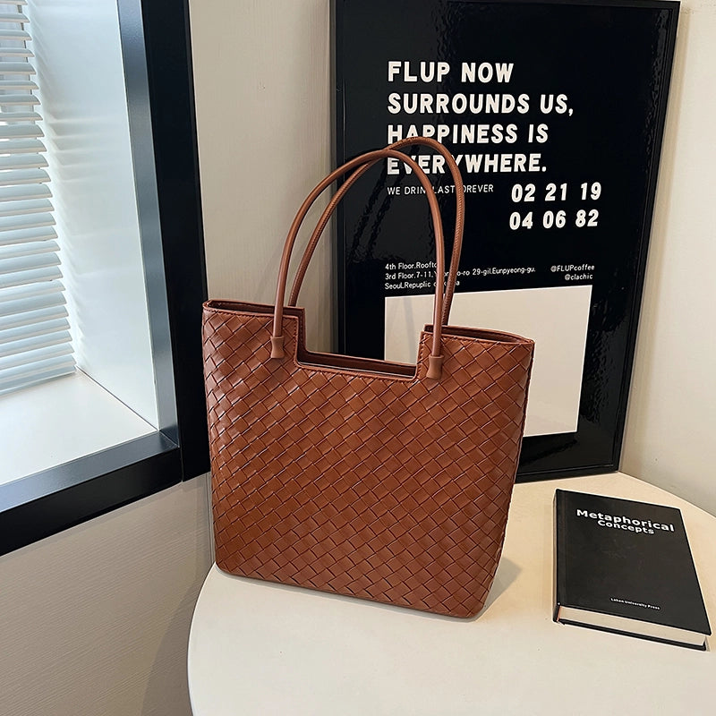 Women's Medium Pu Leather Solid Color Streetwear Square Zipper Tote Bag