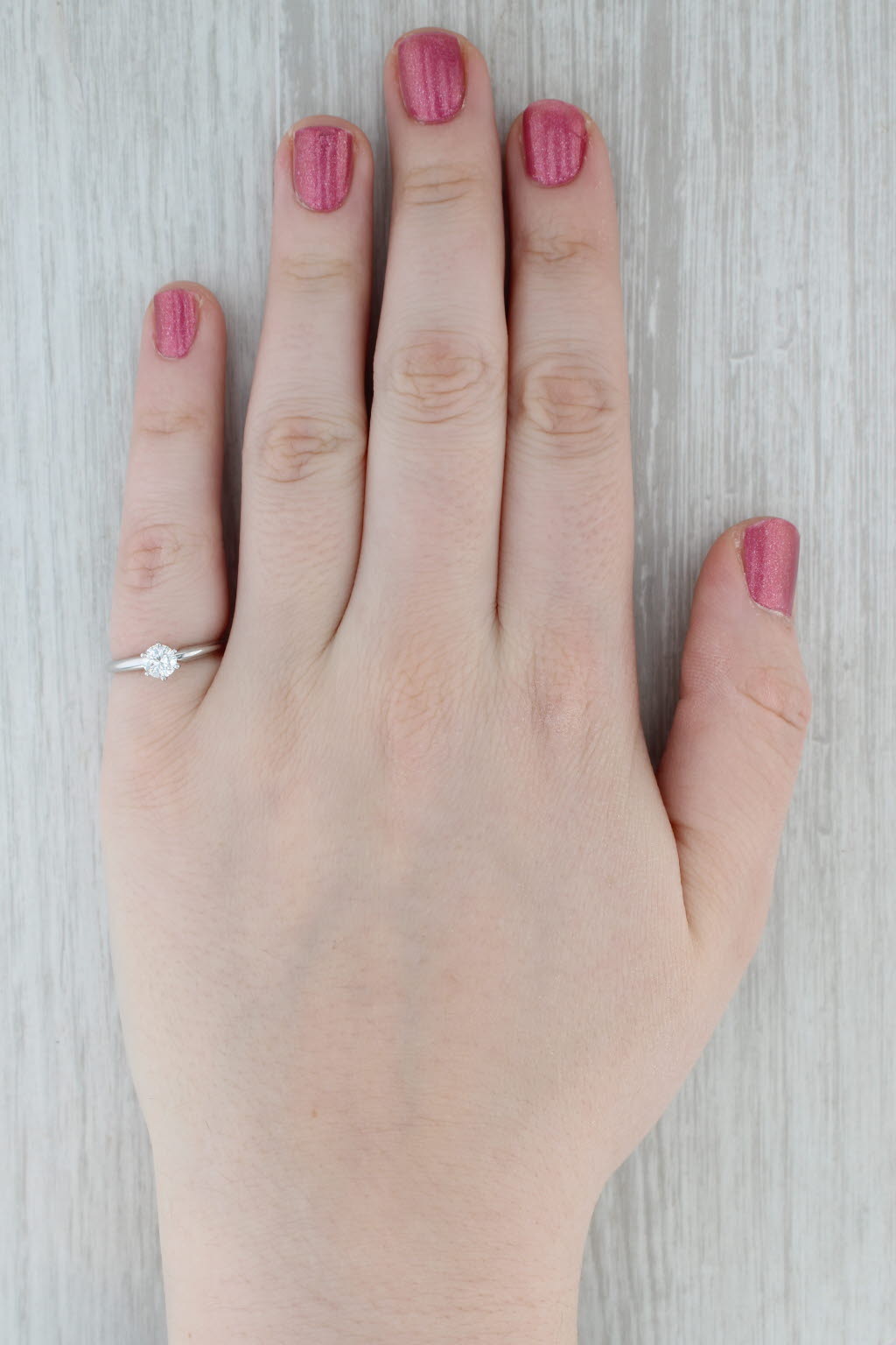 0.45ct Round Diamond Solitaire Engagement Ring 14k White Gold Size 6