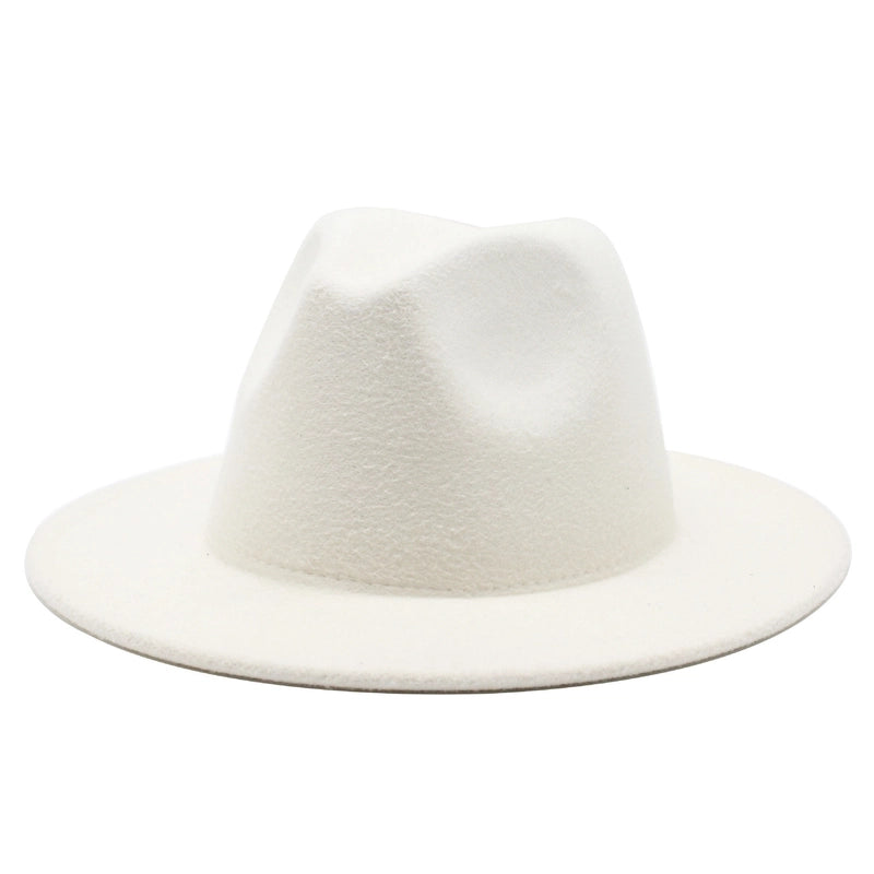 Solid Color Jazz Hat British Style Retro Woolen Hat Adult Embroidery Logo Felt Hat