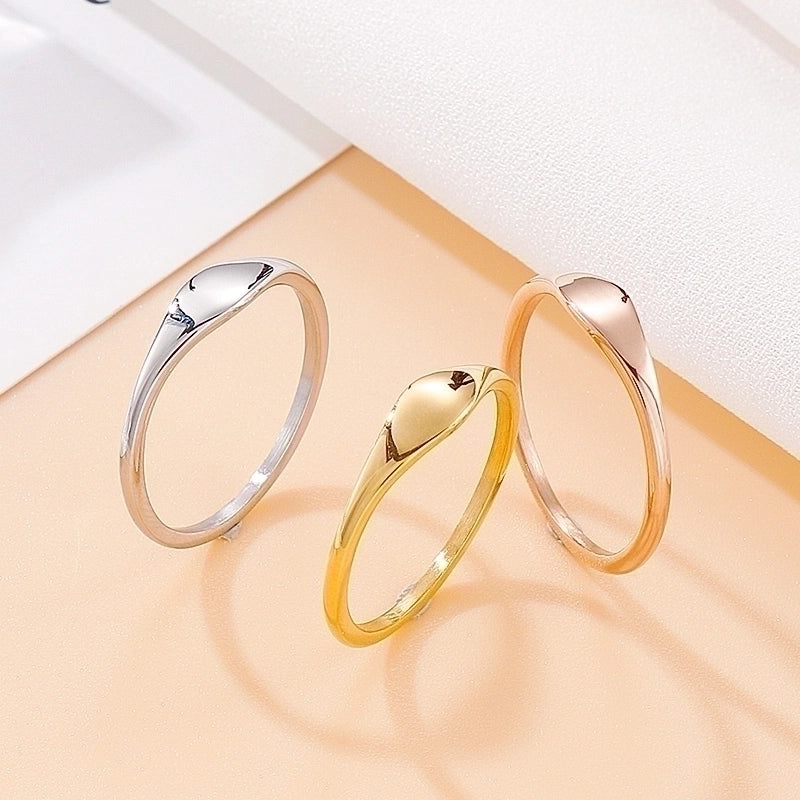 Minimalist Geometric Titanium Steel 18K Gold Plated Plating Rings