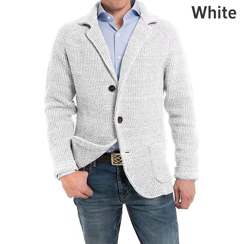 🔥Hot Sale🍂Men's Solid Lapel Knitted Long Sleeve Jacket