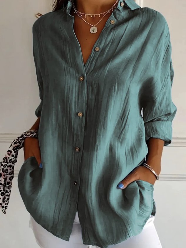 Plain Cotton Casual Blouse