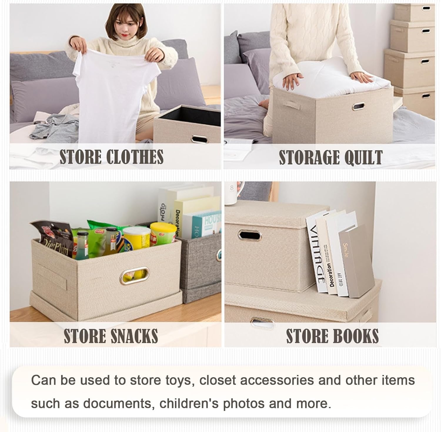 Foldable Storage Case. Foldable. Storage Box. With Lid. Clothes Storage Box. Toy Organizer. Large Capacity. With Lid. Metal Handle. Clothes Storage Box. Documents Organizer. Clothes Case. Toy Multi-functional