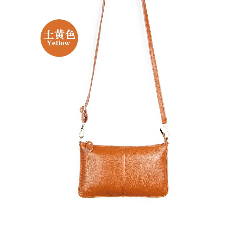 Small Leather Solid Color Fashion Zipper Envelope Bag Shoulder Bag