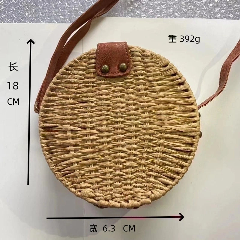 Women's Straw Solid Color Vintage Style Beach Square Hidden Buckle Handbag