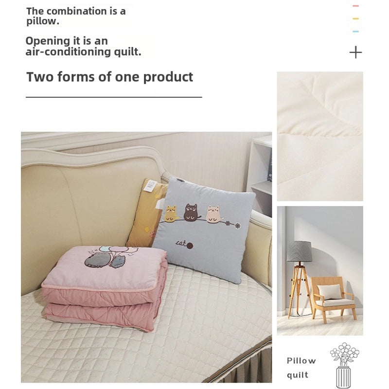 Cartoon Pillow Quilt Kangle House Multifunctional Pillow Quilt Dual-use Two-in-one Single Blanket Pillow Quilt