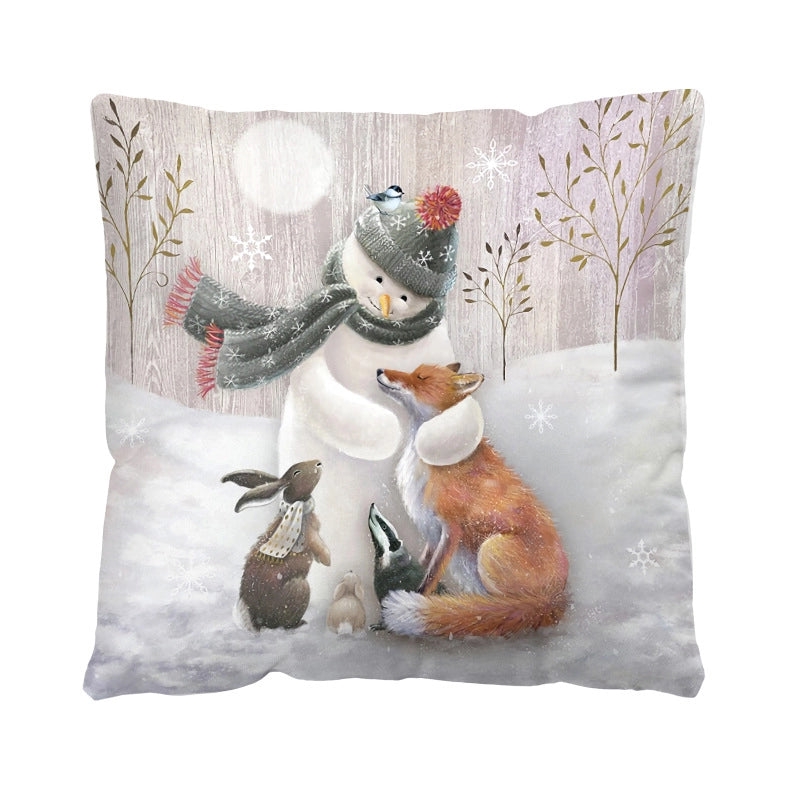 Christmas Glam Santa Claus Snowman Short Plush Pillow Cases Couch & Sofa Decor