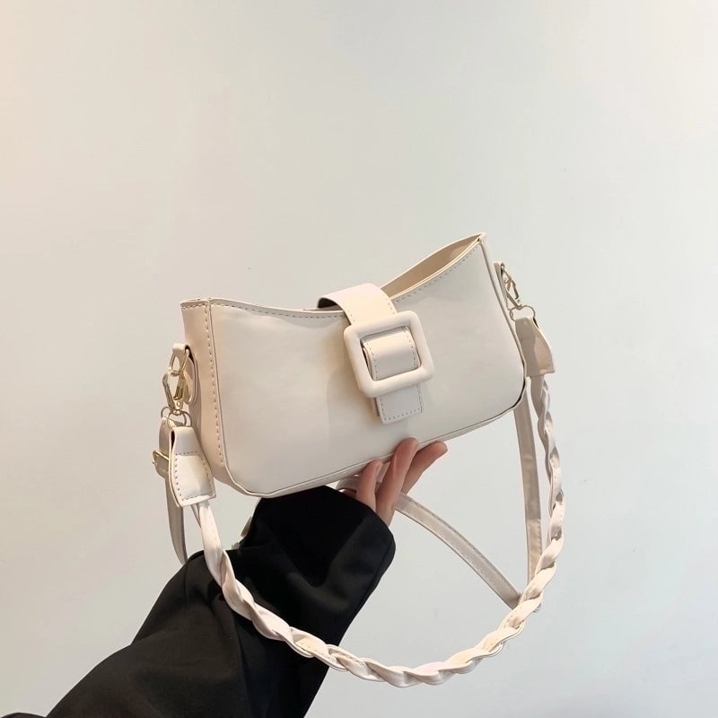 Women's Pu Leather Solid Color Elegant Zipper Shoulder Bag