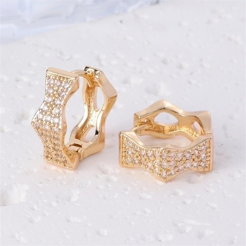 1 Pair IG Style Retro Minimalist Geometric Round Plating Inlay Copper Zircon K Gold Plated Ear Studs