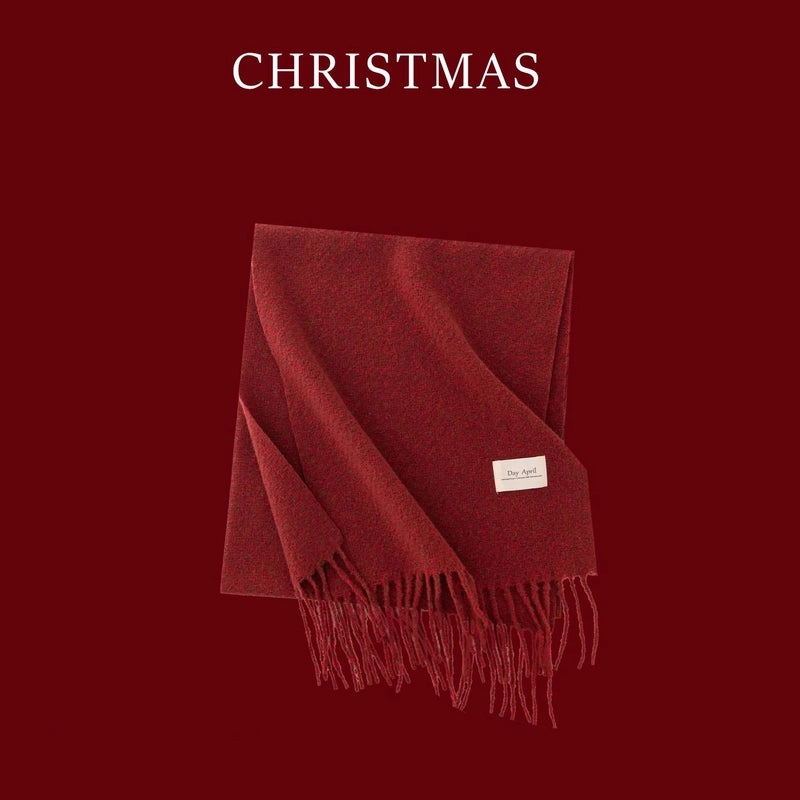 Unisex Elegant Minimalist Lattice Polyester Tassel Scarf