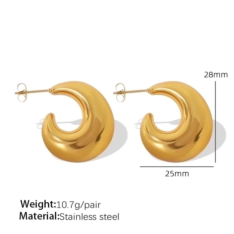 1 Pair Retro C Shape Plating Titanium Steel 18K Gold Plated Ear Studs