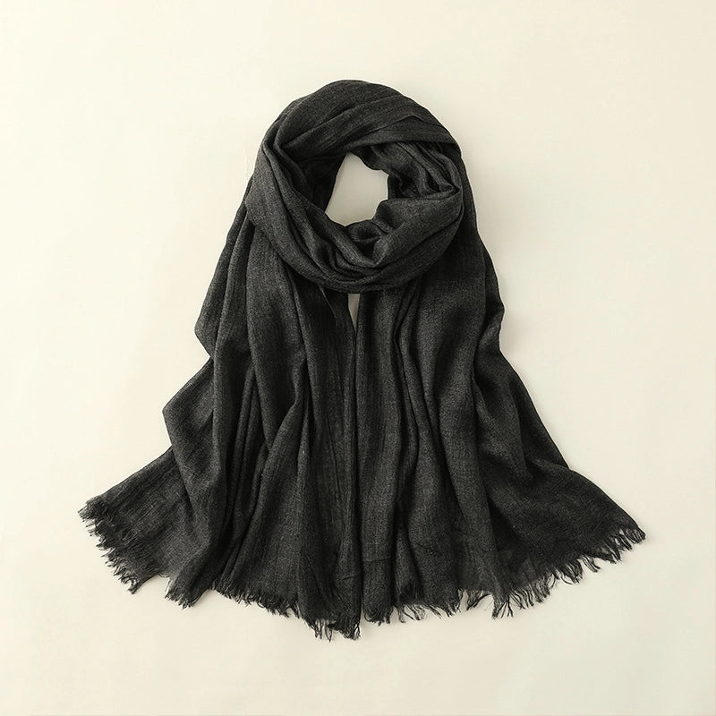 Women's Elegant Solid Color Cotton Silk Scarves