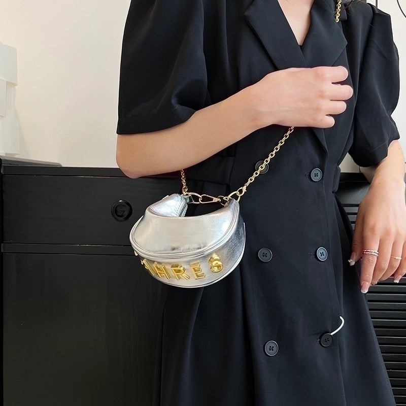 Women's Pu Leather Solid Color Streetwear Dumpling Shape Zipper Shoulder Bag Handbag Crossbody Bag