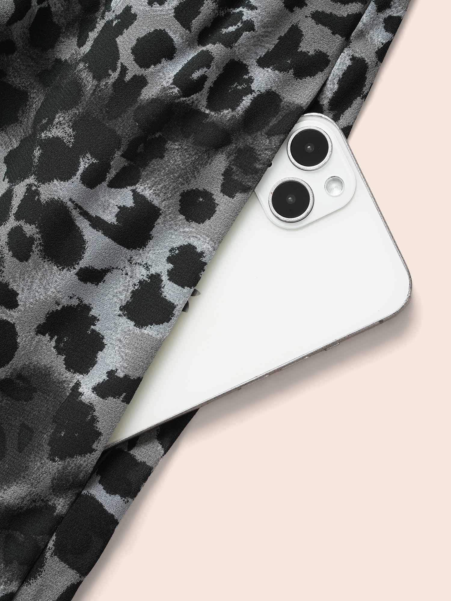 Leopard Print Square Neck Chiffon Dress