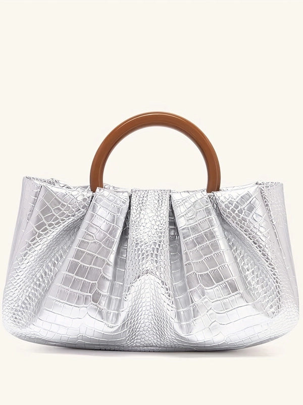 Gold Silver Green Pu Leather Solid Color Cloud Shape Evening Bags