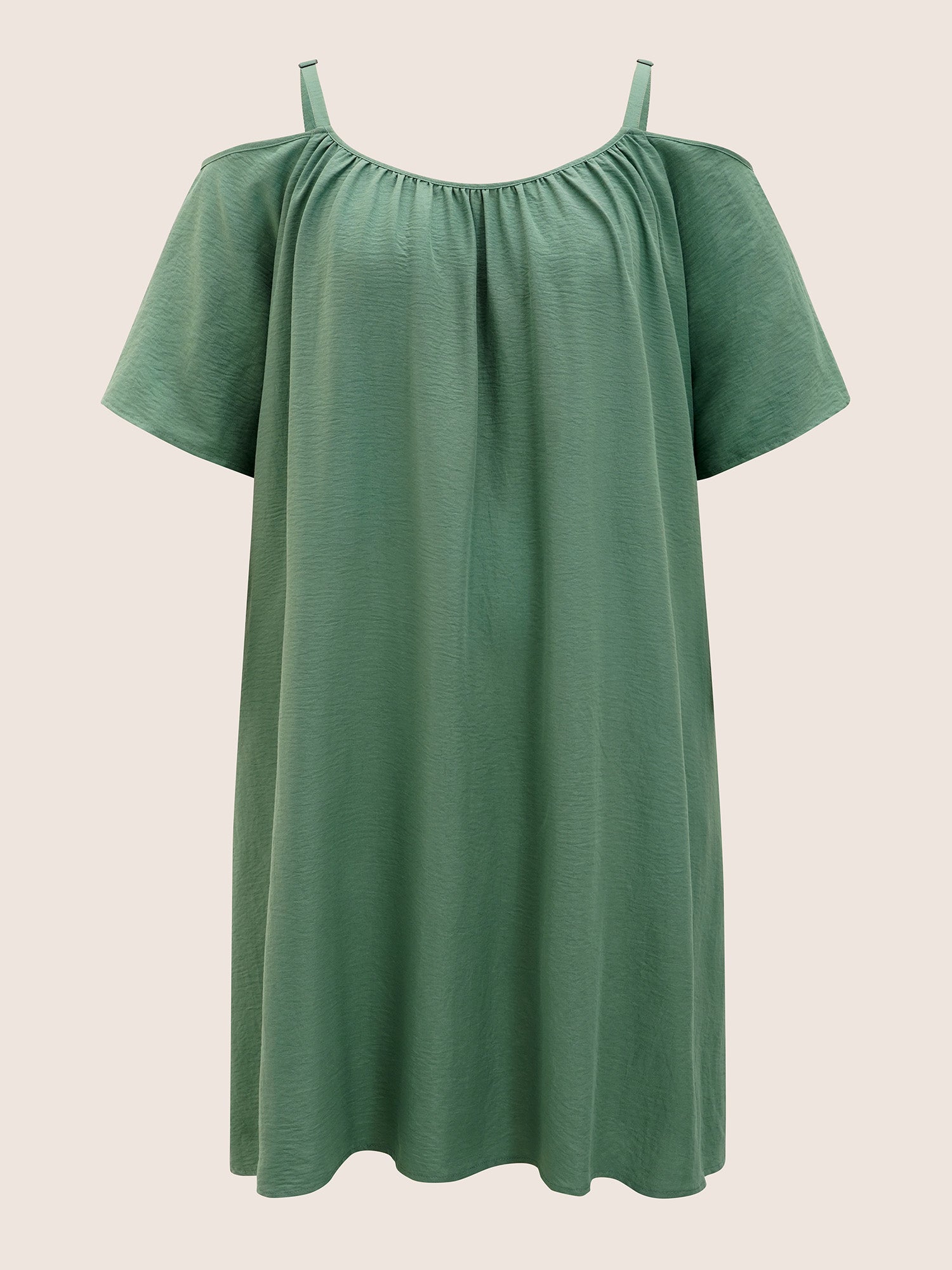 Solid Textured Dolman Sleeve Loose Fit Dress