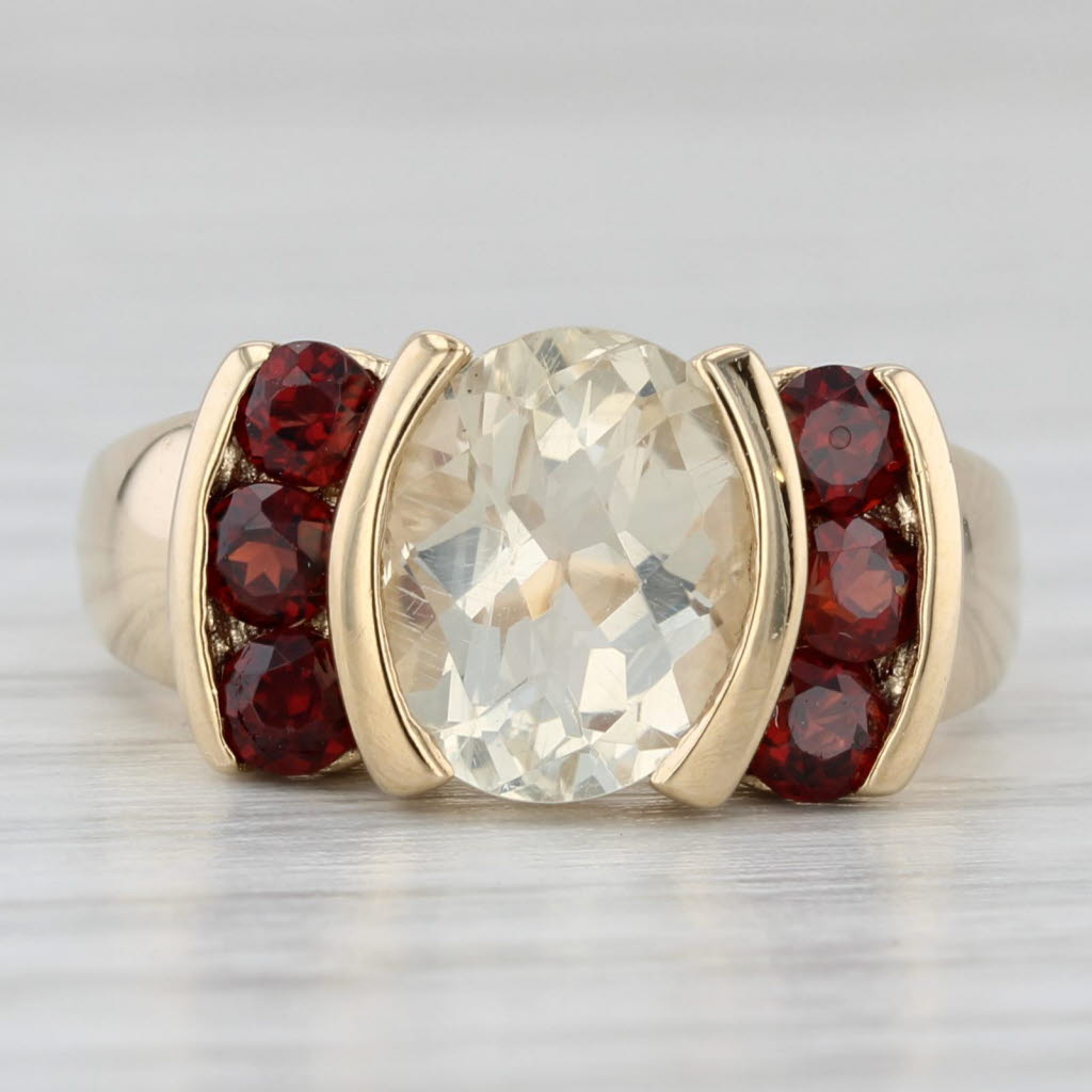 2.71ctw Labradorite Garnet Ring 14k Yellow Gold Size 4.75