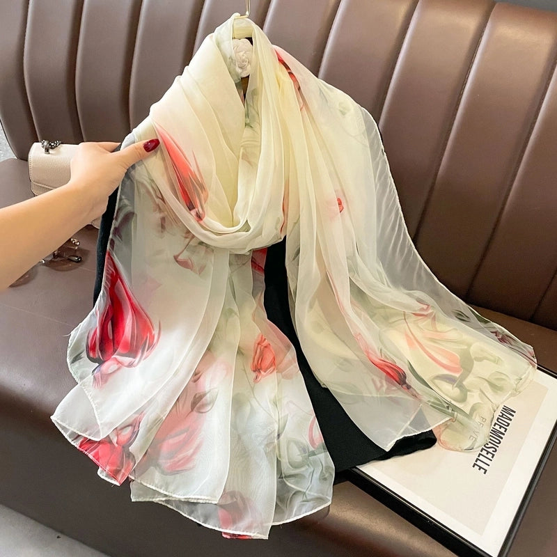 Spring And Summer New Yourou Silk Scarf Large Size Printed Beach Towel Dot Travel Vacation Sunscreen Scarf Women's Spot