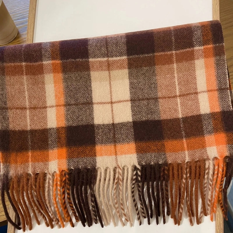 Women's Vintage Style Sweet Minimalist Stripe Plaid Artificial Wool Scarf