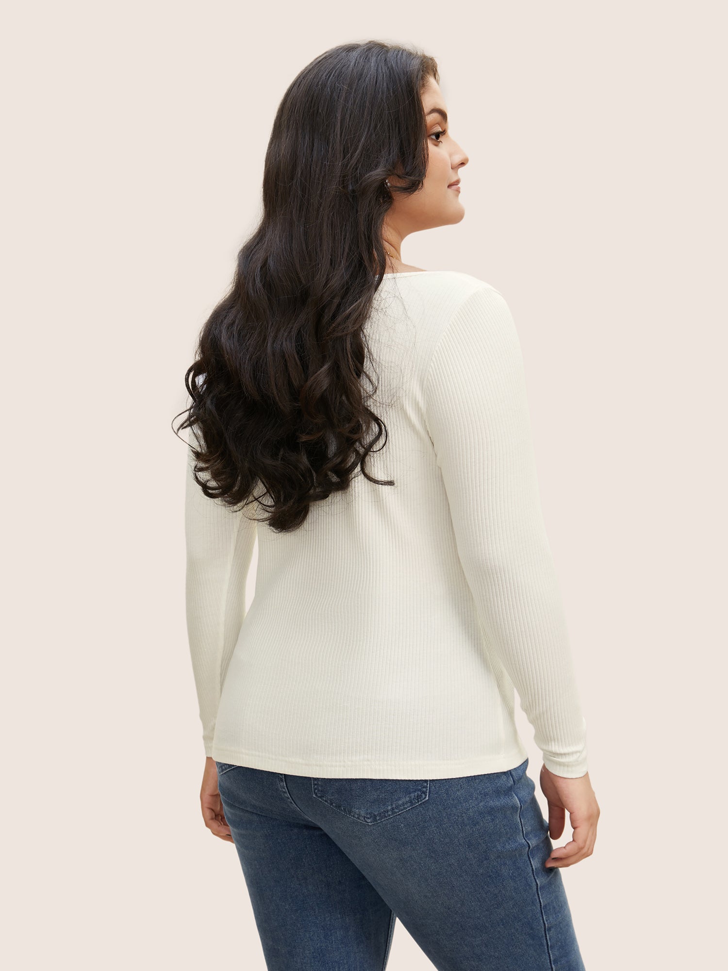 Cotton Asymmetrical Neck  Tucked Seam Knit T-shirt
