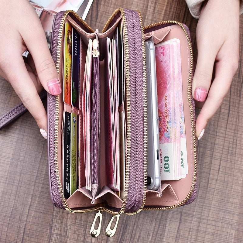 Fashion Letter Lingge Embossing Square Zipper Clutch Bag Long Wallet