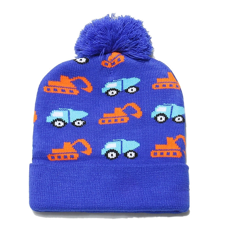 Children Unisex Casual Car Pom Poms Jacquard Wool Cap