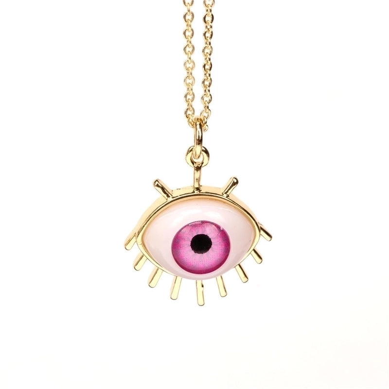 Plastic Copper Cable Chain Devil's Eye Pendant Necklace