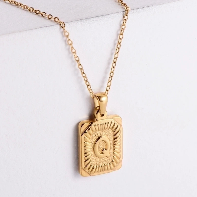 304 Stainless Steel 18K Gold Plated Minimalist Plating Letter No Inlaid Pendant Necklace