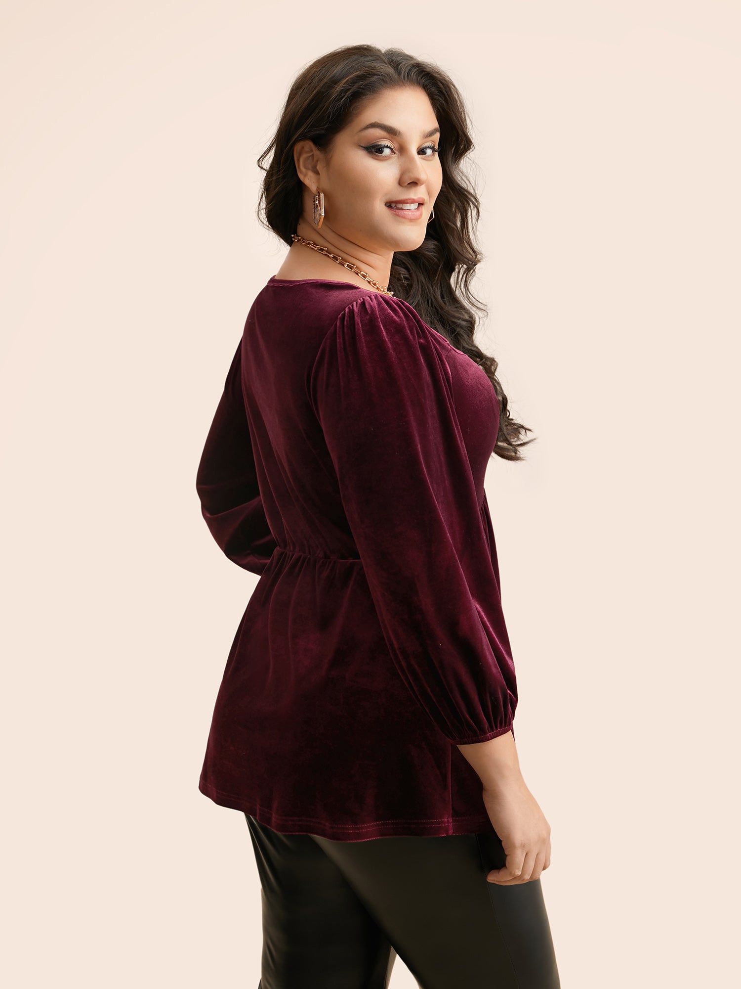 Velvet Heart Neckline Gathered Blouse