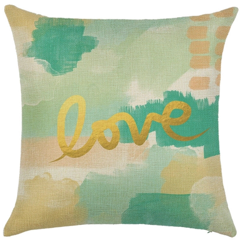 Minimalist Classic Style Commute Letter Ocean Linen Pillow Cases