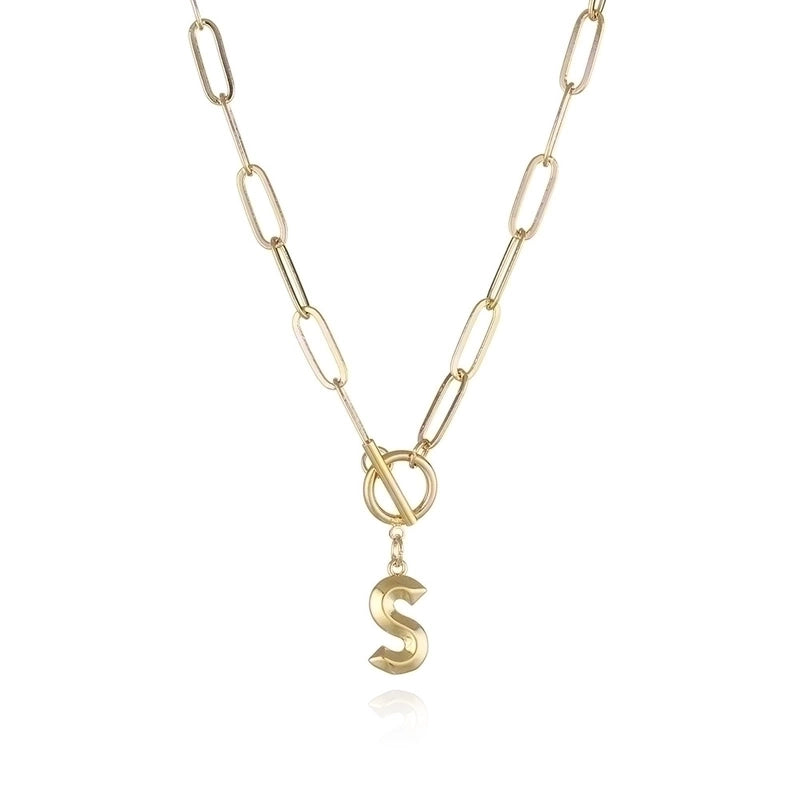 Copper 14K Gold Plated Fashion Plating Letter Pendant Necklace