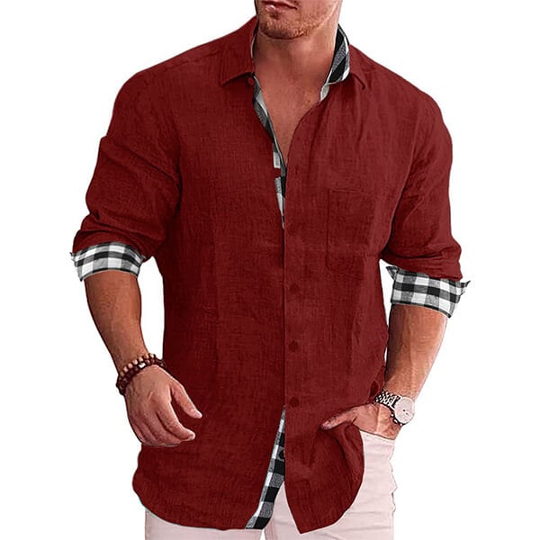 2023 Gentleman Paneled Casual Buttons Pocket Line Shirt-Buy 2 Free Shipping