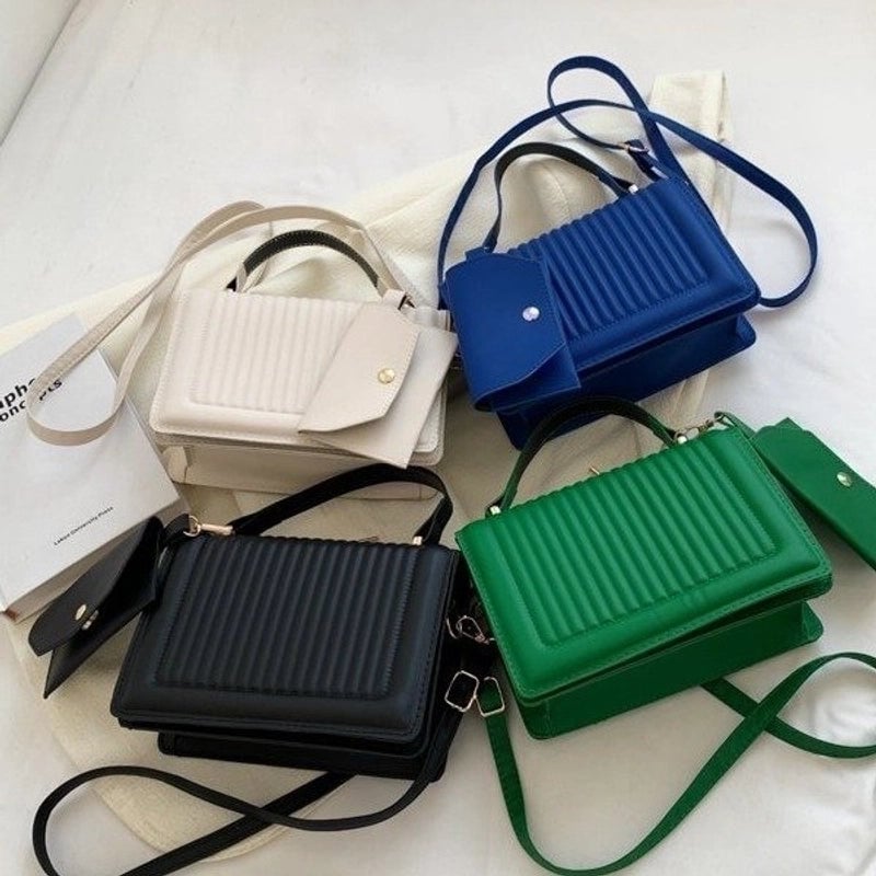 Women's Small Pu Leather Solid Color Basic Square Magnetic Buckle Handbag