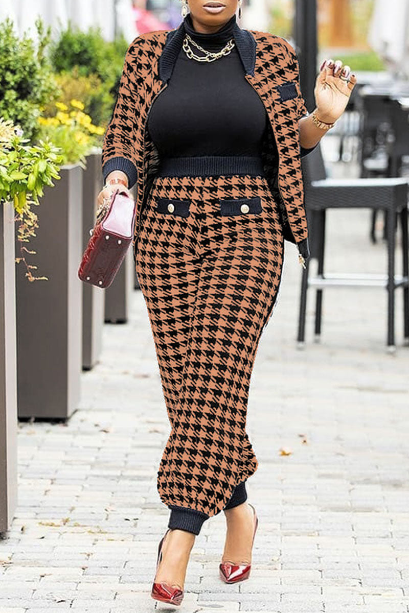 Fashion Casual Print Patchwork Long Sleeve Two Pieces