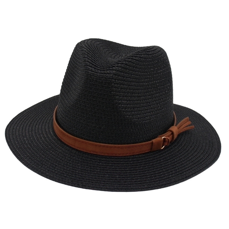 Unisex Pastoral Solid Color Wide Eaves Straw Hat