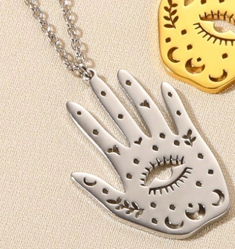 Minimalist Devil's Eye Heart Shape Butterfly Stainless Steel Plating Hollow Out Pendant Necklace