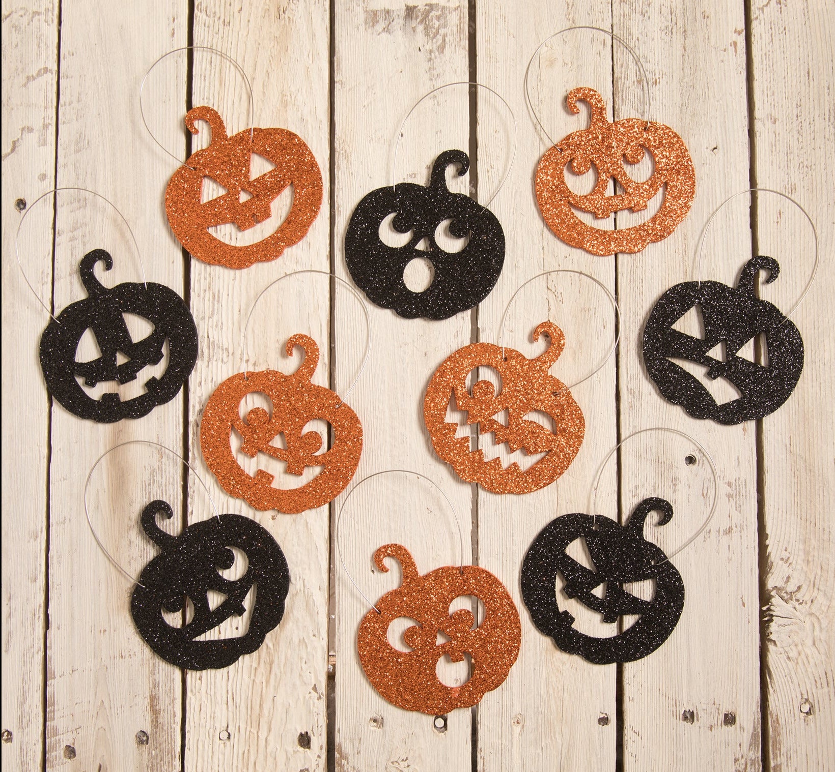 Jack-O-Lantern Glitter Ornaments