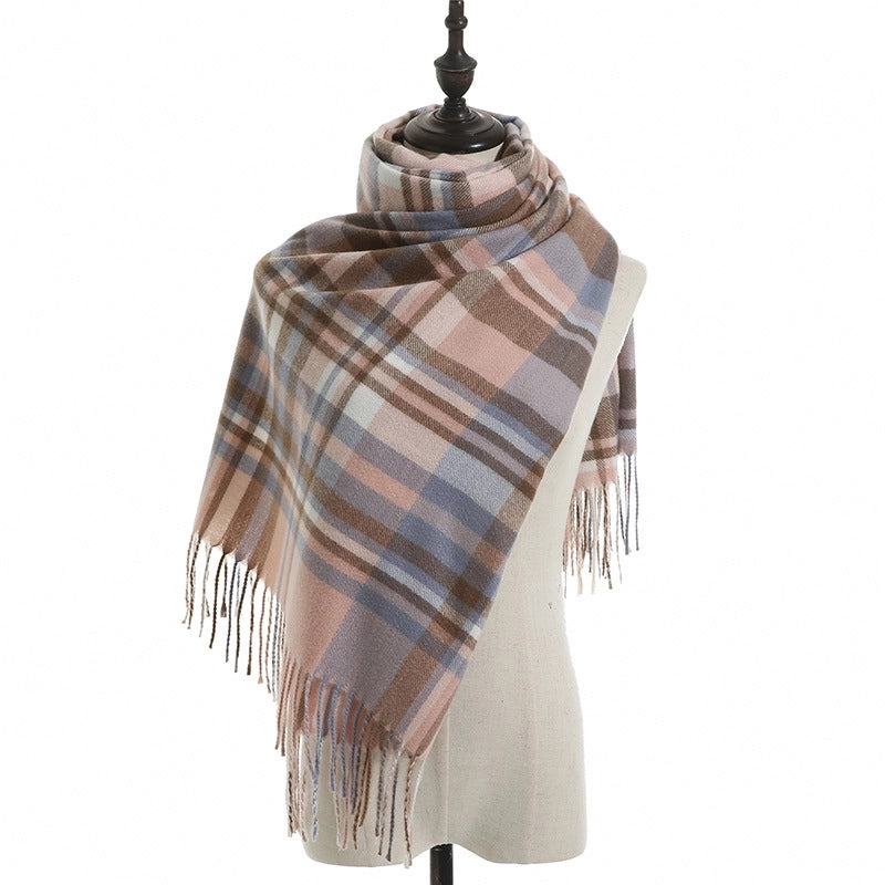 Scarf Women's College Style Simple Imitation Cashmere Scarf Women's Autumn And Winter New Knitted Warm Shawl A Generation Of Hair