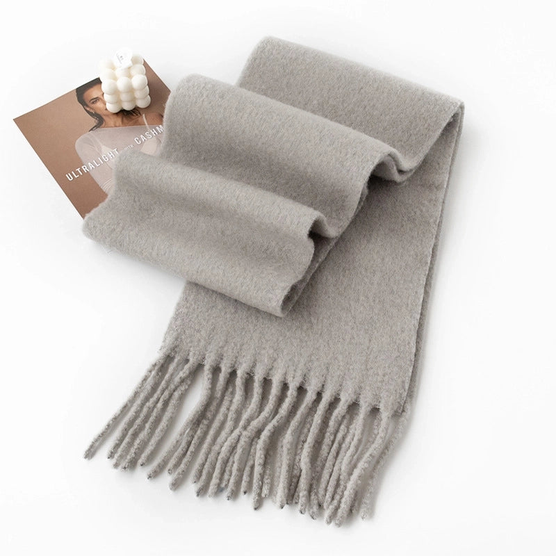 Women's Sweet Minimalist Solid Color Nylon Tassel Scarf