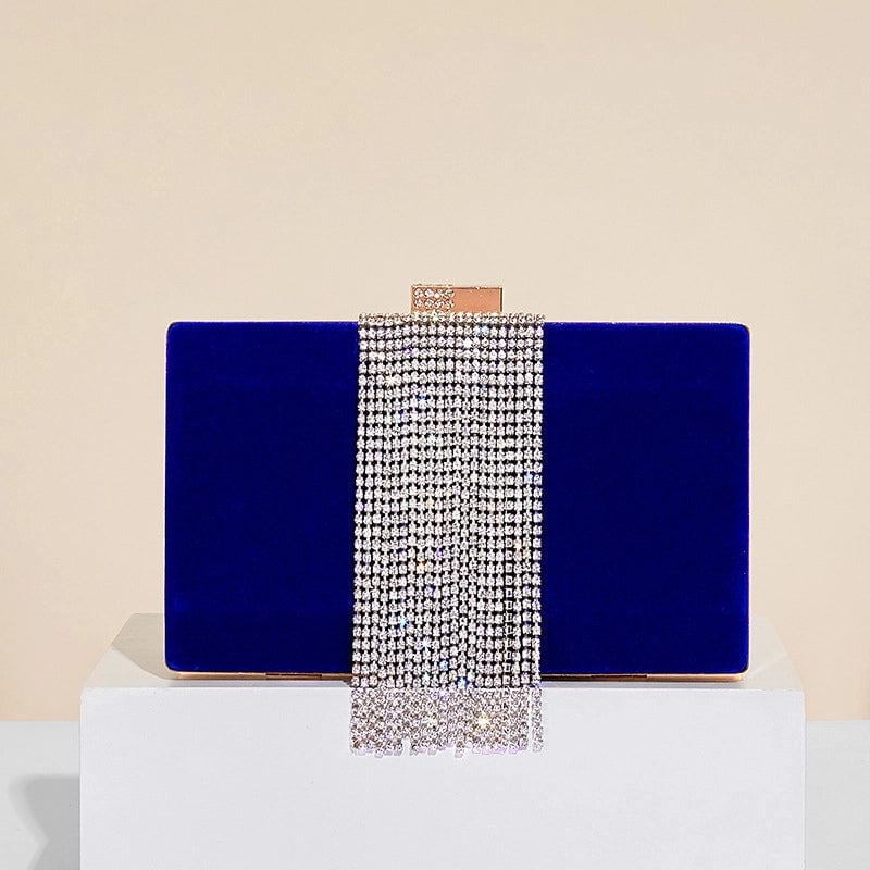 Black Red Dark Blue Corduroy Solid Color Square Evening Bags