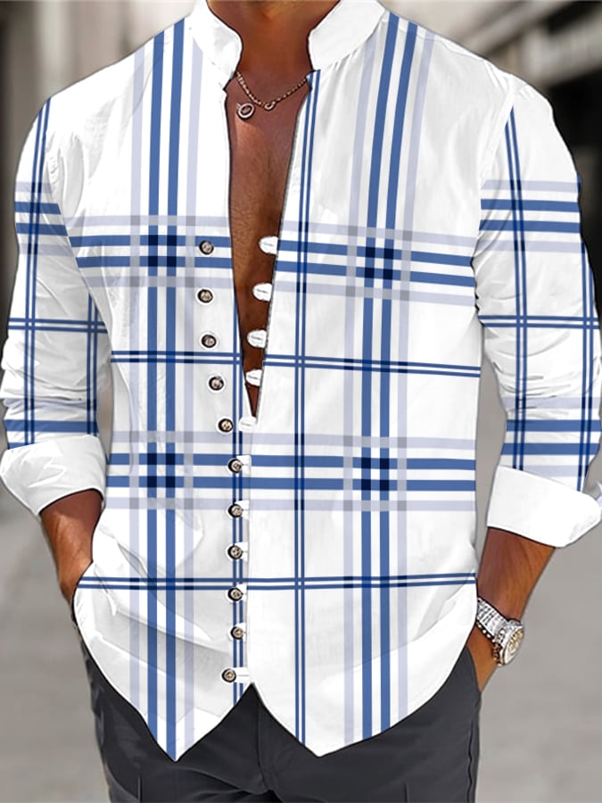 Men's Plaid Multi-Button Casual Shirt