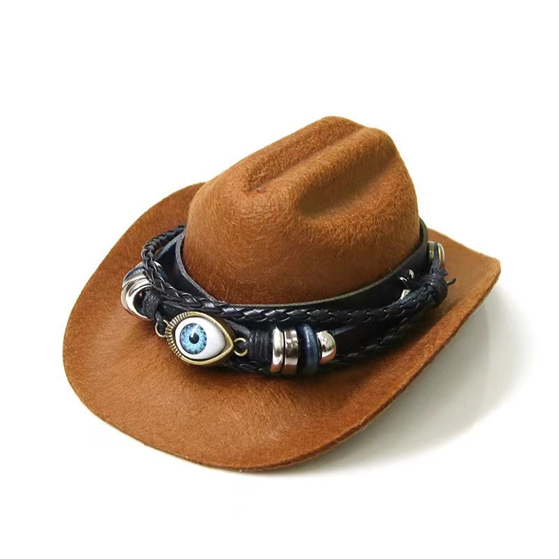 Cowboy Style Polyester Solid Color Pet Hat