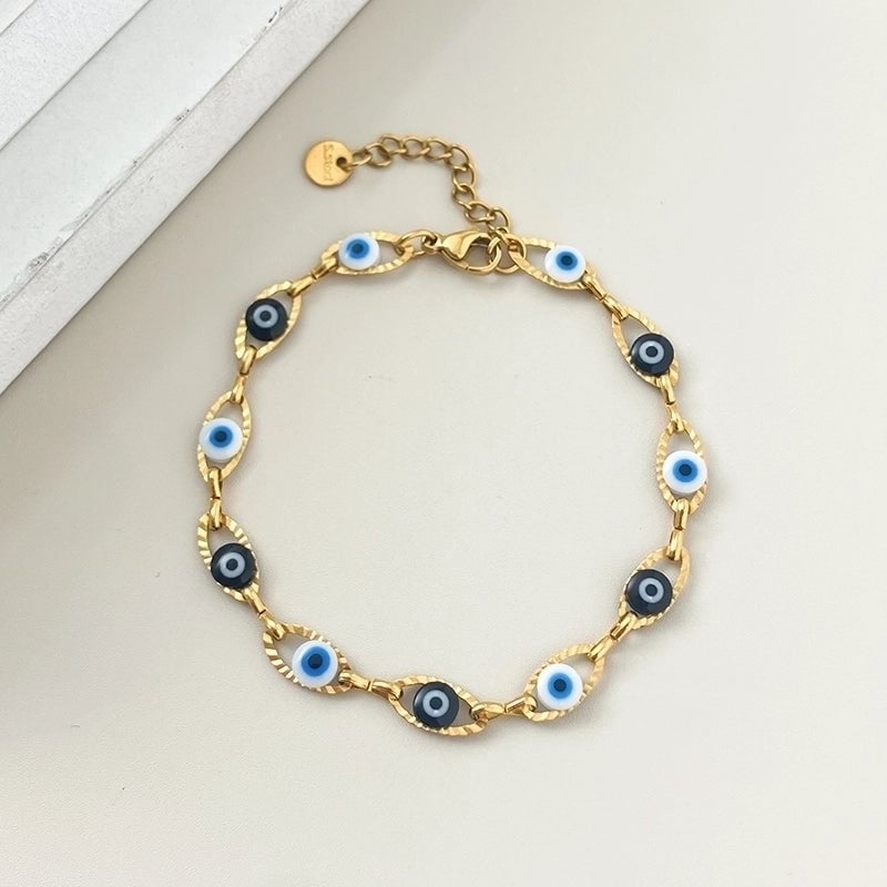 Funny Modern Style Minimalist Eye 304 Stainless Steel Gold Plated Bracelets In Bulk