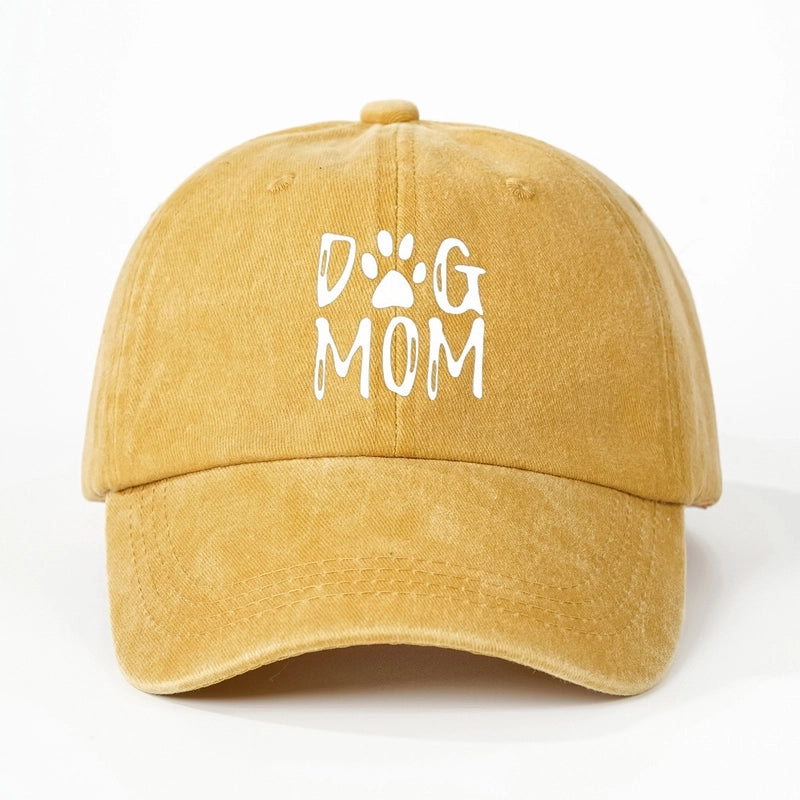 Hot Hat Printing DOG MOM Custom Washed Baseball Cap Men's And Women's Outdoor Sunscreen Soft Top Cap
