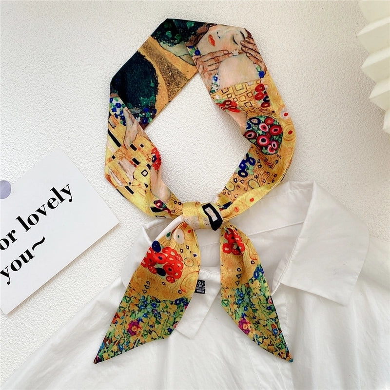 Women's Sweet Oil Painting Polyester Silk Scarves