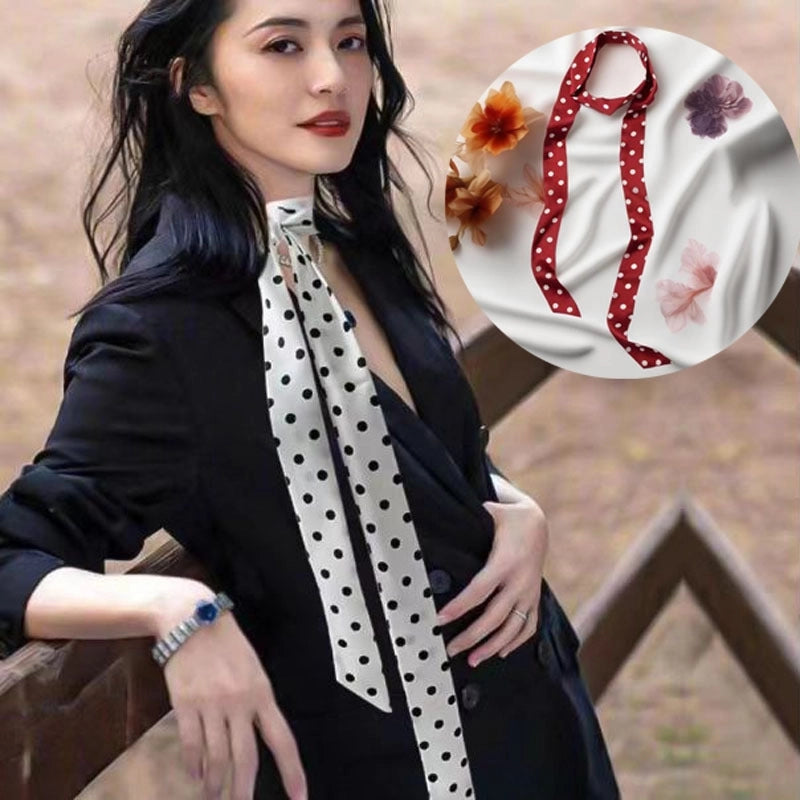 Women's Elegant Polka Dots Leopard Satin Silk Scarf