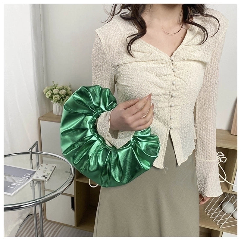 Women's Small All Seasons Pu Leather Basic Ruched Bag