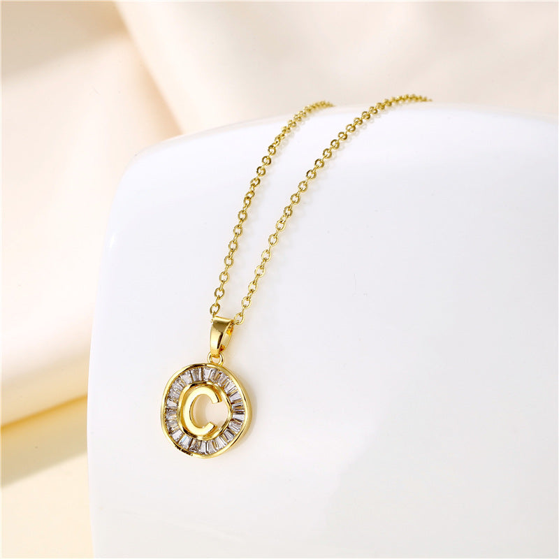 Natural Letter Text Number Stainless Steel Electroplating Necklaces
