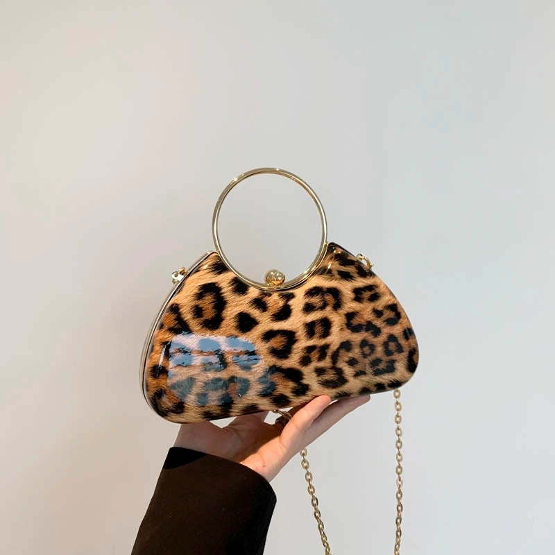 Women's Medium Pu Leather Leopard Streetwear Square Lock Clasp Crossbody Bag