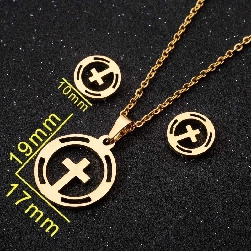 Minimalist Geometric Leaf Heart Shape Stainless Steel Plating Earrings Necklace 1 Set